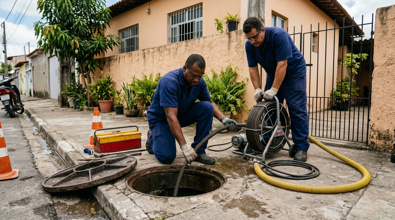 Desentupidora atendendo em residencia em Salvador-BA